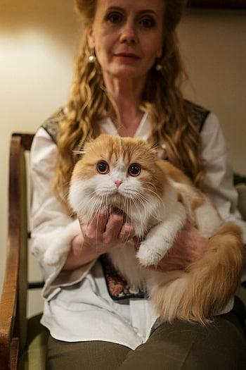 woman with a cat